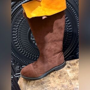 Brown Suede Knee-High Boots